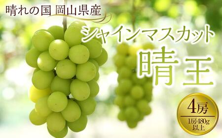 ぶどう 2025年先行予約 岡山県産 シャインマスカット『晴王』4房(1房480g以上) 