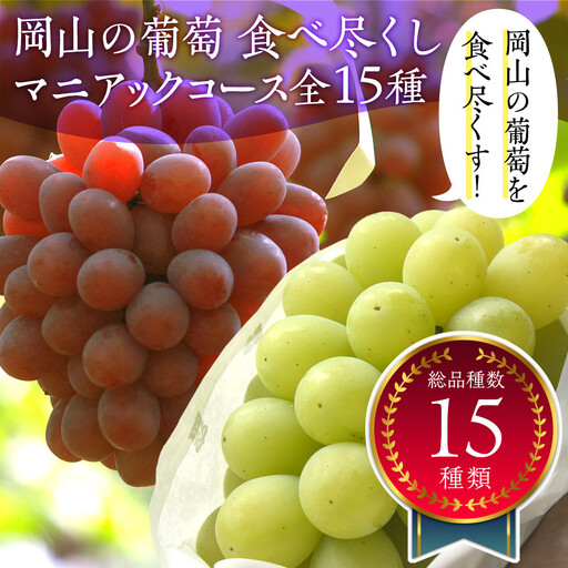 岡山のぶどう食べ尽くし マニアックコース全15種(15回お届け)