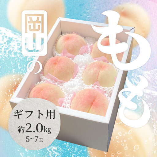 2026年 岡山県産 白桃 ギフト用 約2kg（5〜7玉）