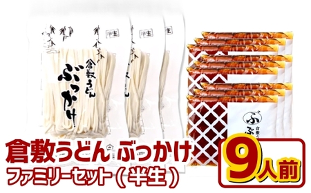 『倉敷うどん ぶっかけ』ファミリーセット(半生) 9人前 うどん 麺類 麺 半生 半生麺 ぶっかけうどん タレ つゆ 岡山県 倉敷市