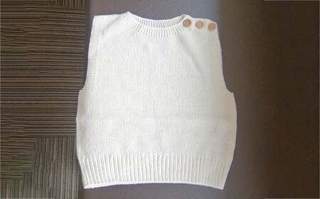 原料は100%日本国内(倉敷市)で完全無農薬により栽培された綿花を使用[100cm]子供用 肩開きベスト [子供服 子供用 衣類 ベスト 綿 岡山県 倉敷市 おすすめ 人気]