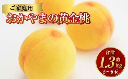[ご家庭用] おかやまの黄金桃 5〜6玉 (約1.3kg) もも 桃 黄金桃 岡山県産 国産 フルーツ スイーツ 大玉 果肉 美味しい 甘い 柔らかい 岡山県 倉敷市 [2026年8月下旬〜9月下旬発送予定]