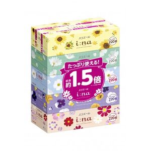 [津山工場限定]エリエール i:na(イーナ)ティシュー 220組5箱×4パック(20箱)[配送不可地域:離島・北海道・沖縄県]