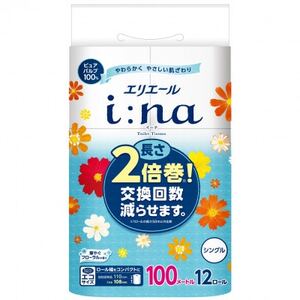 エリエール i:na(イーナ)トイレットペーパー シングル 12R×6パック(72個)