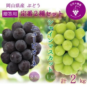 岡山 花笑み農園『ニューピオーネ&シャインマスカット』贈答用 約2kg PS-2 9月中旬〜順次発送[配送不可地域:離島・北海道・沖縄県]