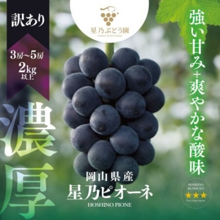 [訳あり]星乃ピオーネ 3房〜5房(2kg以上)[配送不可地域:離島]