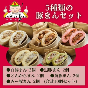 八十八家本店 5種類 豚まんセット 10個入り 特製 手作り 加工品 惣菜 冷蔵 加工食品