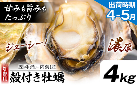 殻付き牡蠣 (加熱用) 4kg[4月上旬-5月上旬頃出荷]かき