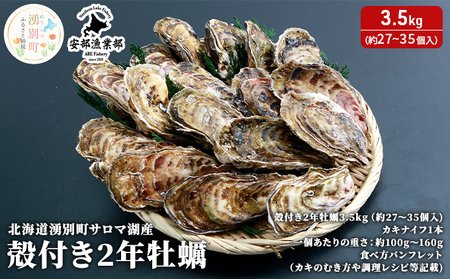 【国内消費拡大求む】 北海道 湧別町 サロマ湖産 殻付き 2年牡蠣 3.5kg（約27～35個入） カキ 海鮮 魚介 国産 貝付き 生食 焼き牡蠣 蒸し牡蠣 冷蔵 産地直送 オホーツク