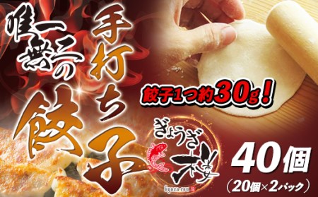 唯一無二の手打ち餃子40個（20個×2パック）餃子1つ約30g！【ぎょうざ楼】