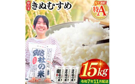 【令和7年産米】特Aきぬむすめ【精白米】15kg 岡山県総社市〔令和7年11月配送〕25-030-016