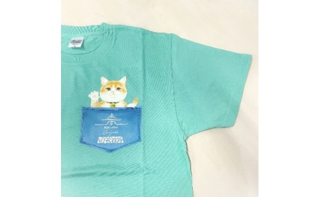 猫城主 さんじゅーろTシャツ（ブルーグリーン） ファッション 猫グッズ 猫T コットン100％ 猫柄 猫好き 普段使い お出かけ  Sサイズ