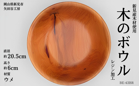 木の食器 サラダボウル レジン加工 直径約20.5cm 高さ約6cm 材質ウメ