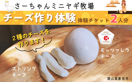 さーちゃんミニヤギ牧場 チーズ作り体験 ペアチケット 2人分