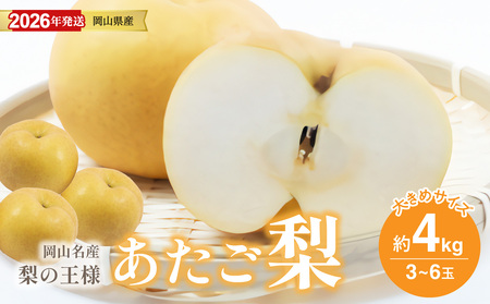 [2026年発送分 先行受付スタート!]岡山名産 あたご梨 秀品 約4kg(3〜6玉)(令和8年11月下旬以降発送)[ あたご梨 秀品 梨 フルーツ くだもの 果物 岡山県産 ]
