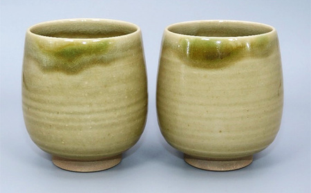 虫明焼 湯呑2個セット(曙窯 作) 工芸品 食器