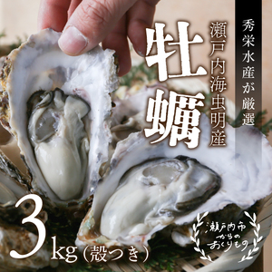 秀栄水産 瀬戸内の 牡蠣 (殻つき 約3kg) 海の幸 海のミルク 海鮮 貝 岡山県 瀬戸内市 虫明湾 魚介類 カキ