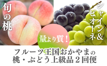 [2026年先行予約]量より質!桃とピオーネ&シャインマスカット、上級品の2回便 (定期便)(岡山県産) 桃 [KF-T032-03]
