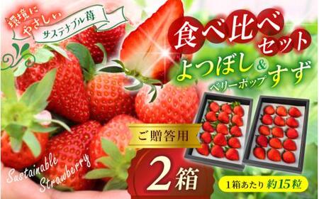 【贈答用】 高級いちご よつぼし すず 食べ比べセット （15粒 × 2箱） ゆりかご入り いちご 【hfpr001-01】
