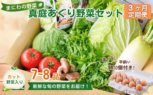 [3カ月定期便]真庭あぐり野菜セット カット野菜が1品入る 7〜8品 平飼い卵付き / 産地直送 農家 お試し 岡山県 新鮮 あぐりガーデン 国産 [配送不可地域:北海道/沖縄県/離島] [jujy-tkb059]