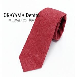 岡山デニムタイ[7.5cm巾]ストロベリーレッド_装飾品・工芸品 ネクタイ・ベルト 服飾小物 _