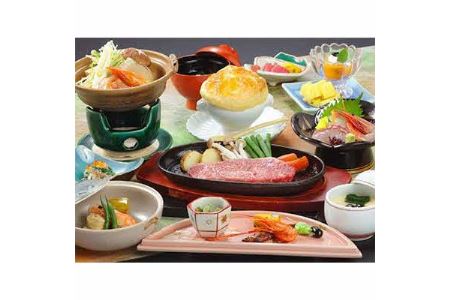 湯郷グランドホテル不動の1番人気! 　1泊2食付ペア宿泊券(平日限定・夕食はステーキ会席)　【1107029】