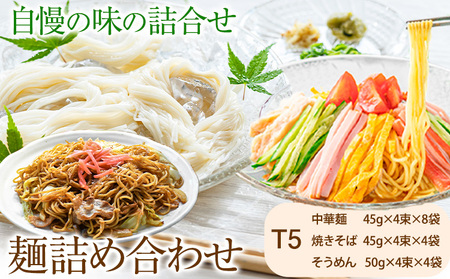 麺詰め合わせ T5 中華麺 焼きそば そうめん 麺工房さかもと《30日以内に発送予定(土日祝除く)》岡山県 浅口市 送料無料 手延べ セット 贈り物 ギフト 無かんすい 冷やし中華 やきそば 素麺
