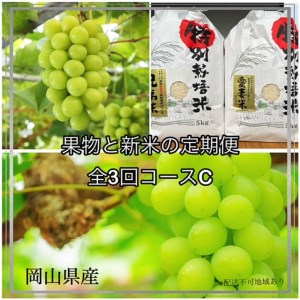 [令和6年発送・先行予約]岡山県産 果物と新米の定期便 全3回コースC