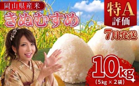 【期間限定寄附額】最高評価「特A」令和7年産 岡山県産米　「きぬむすめ」 10kg(5kg×2袋)　＜7月発送＞