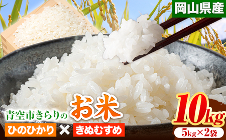 令和6年産 青空市きらりの お米 10kg 岡山県産 ひのひかり×きぬむすめ 青空市きらり[30日以内に出荷予定(土日祝除く)]岡山県 矢掛町 白米 精米 米 コメ