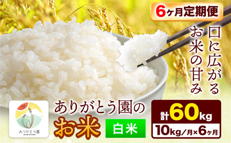 【6ヶ月定期便】ありがとう園の白米 10kg
