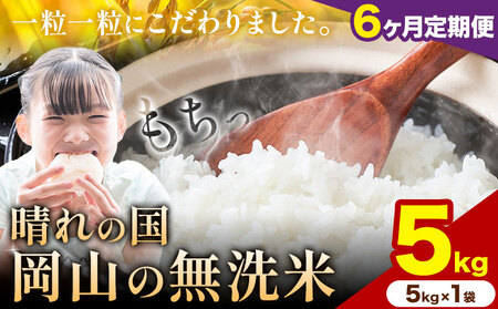 【6ヶ月定期便】晴れの国岡山の無洗米 5kg《申し込み翌月から発送》