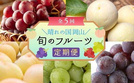＜定期便5回＞ 岡山白桃、シャインマスカット晴王、ブラックシャインマスカット、ぼっけぇピオーネ、冬桃がたりの5回コース [040-a015]