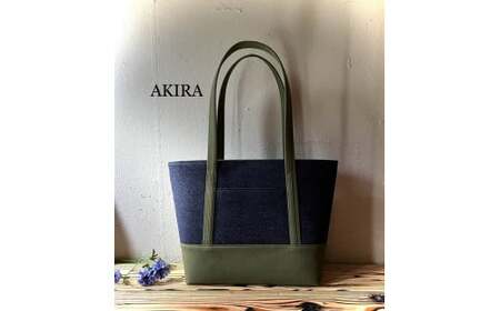 [2026年6月上旬発送開始][ AKIRA オリジナル][マツコの知らない世界 で紹介されました!]大きなトートバッグ レディスショルダータイプ 濃紺デニム×カーキ帆布 A4対応 大きい 大容量 軽量 軽い 横型 日本製 キャンバス 肩掛け 通勤 通学 上質 カジュアル オシャレ シンプル レディース カバン 鞄 バック