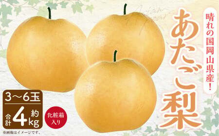 岡山県産 あたご梨 3-6玉 （約4kg） 化粧箱入り 【2026年11月下旬～12月下旬発送予定】 果物 くだもの フルーツ 梨 なし 贈答 ギフト 岡山 大玉
