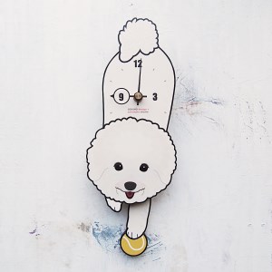 ビションフリーゼ-犬の振り子時計(手に持たせるものを15種類の中から選べる) C