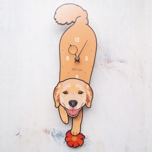 ゴールデン・レトリバー-犬の振り子時計 (手に持たせるものを15種類の中から選べる)C