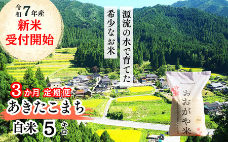[令和7年産新米受付開始][3回定期便]白米 5kg 令和7年産 あきたこまち岡山 「おおがや米」生産組合 G-bf-BEFA