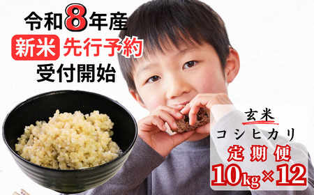 [令和8年産新米・先行予約][12回定期便]あわくら源流米 コシヒカリ 玄米 10kg|西粟倉村産・昼夜寒暖差が育む甘み|ふるさと納税 K-ac-DFZA