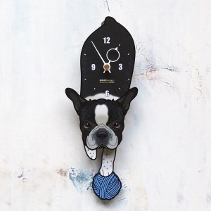 フレンチブル(白黒)-犬の振り子時計 C