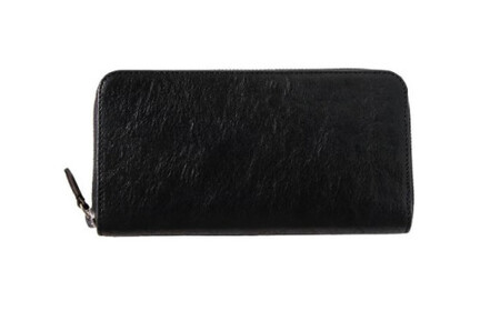 ＼年内発送／「千菱」 ラウンド  長財布 栃木レザーWコガシ /黒 L001