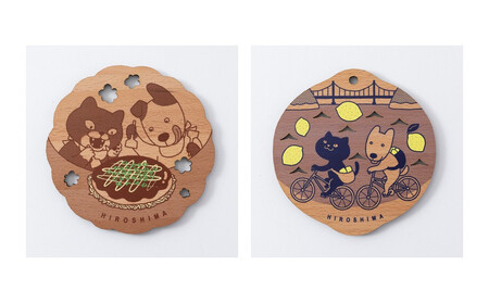 Ten&O 木製プレートコレクション しまなみサイクリング × 広島お好み焼き 各1枚 合計2枚入り