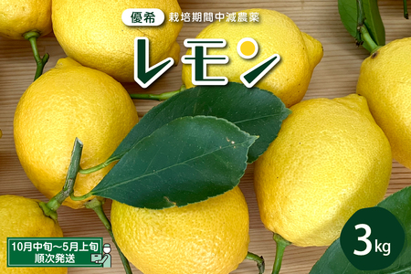 栽培期間中減農薬 レモン 3kg