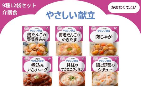 キユーピー やさしい献立 容易にかめる 6種6袋セット[介護食 災害食 防災食 おかず 鶏だんごの野菜煮込み 海老だんごのかきたま 肉じゃが 煮込みハンバーグ 貝柱のマカロニグラタン 鶏と野菜のシチュー キューピー]