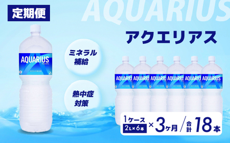 [3か月定期便]アクエリアス PET 2L×6本 スポーツドリンク スポーツ飲料 清涼飲料水 水分補給 ペットボトル 箱買い まとめ買い 備蓄 災害用 014044