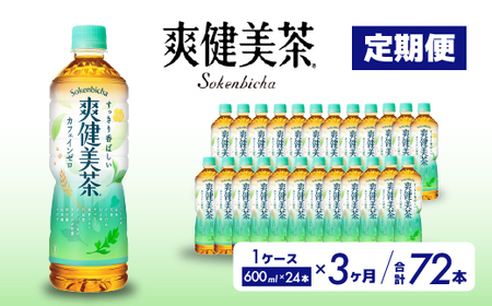 [3か月定期便]爽健美茶 PET 600ml×24本(1ケース) お茶 飲料 ソフトドリンク カフェインゼロ ペットボトル 箱買い まとめ買い 備蓄 災害用 014059