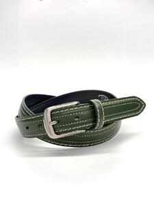 革工房いんのしま 牛革盛上太番手ステッチ内側飾りステッチベルト[色:グリーン]M寸