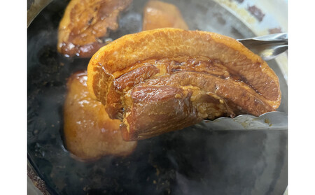 尾道の老舗お肉屋さんの手作り煮豚一本、真空スライス3パック