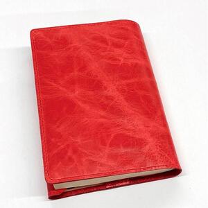 革工房いんのしまシワが楽しめる牛革ブックカバー文庫本サイズ(色:赤)