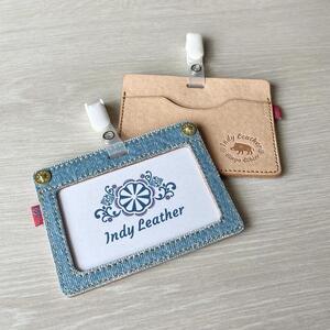 [ライトブルー]福山デニムとジビエレザーの名札カードケース [BAAN007] レザー